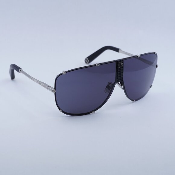 🕶️ New Philipp Plein SPP075M 0K07 Sunglasses - Silver Frame, Grey Lenses - Picture 4 of 9